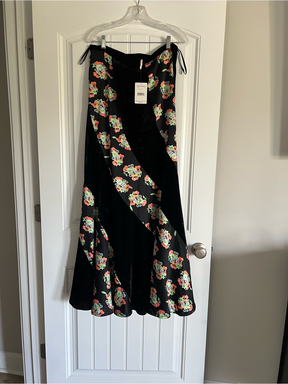 Free People Black Maxi Dress with Multicolor Floral Panels